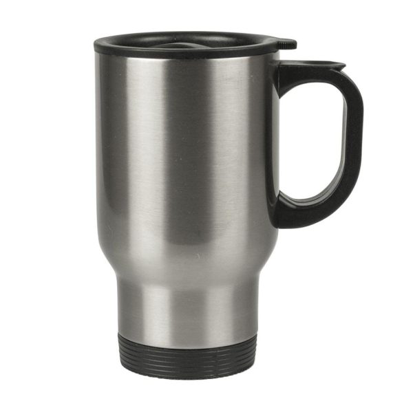 Silver thermal mugs.